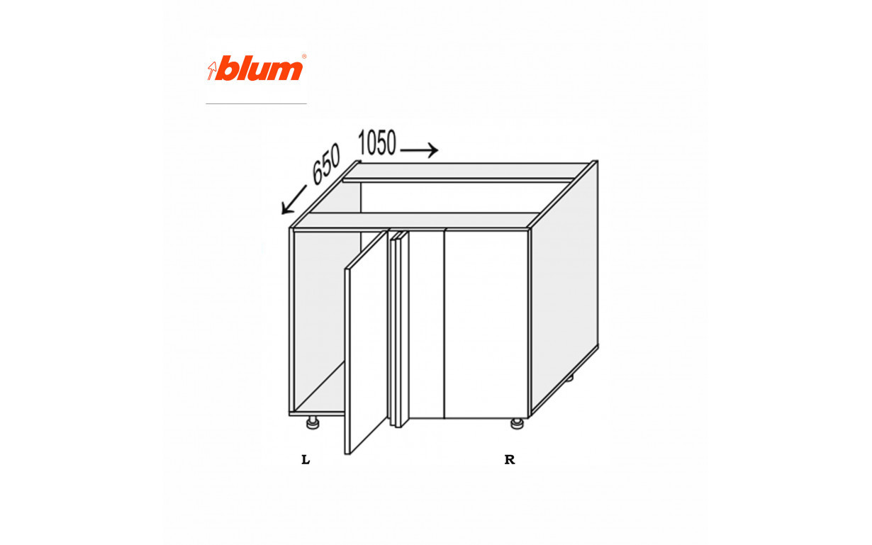 Кухонна секція Міленіум WG нижня КутН 90° 1050х650/820 1дв Pro Blum ПРАВА - Фото